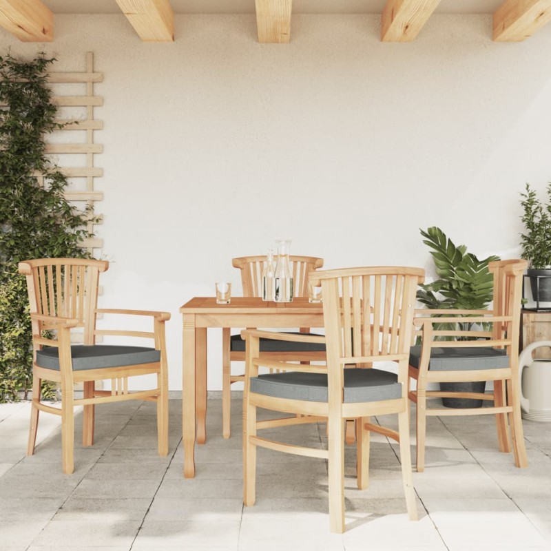 vidaXL Juego de comedor para jardín 5 piezas madera maciza de teca