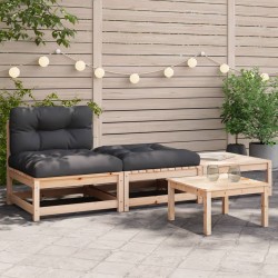 vidaXL Sofá de jardín sin reposabrazos con cojines y reposapiés