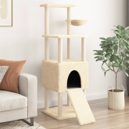 vidaXL Rascador para gatos con postes de sisal crema 153 cm