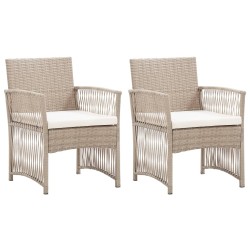 vidaXL Sillones de jardín con cojines 2 unidades ratán sintético beige