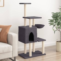 vidaXL Rascador para gatos con postes de sisal gris oscuro 131 cm