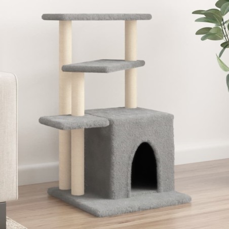 vidaXL Rascador para gatos con postes de sisal gris claro 83,5 cm