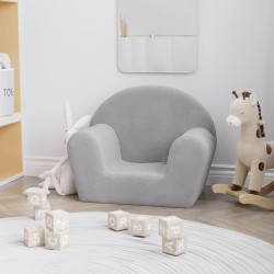 vidaXL Sofá para niños felpa suave gris claro
