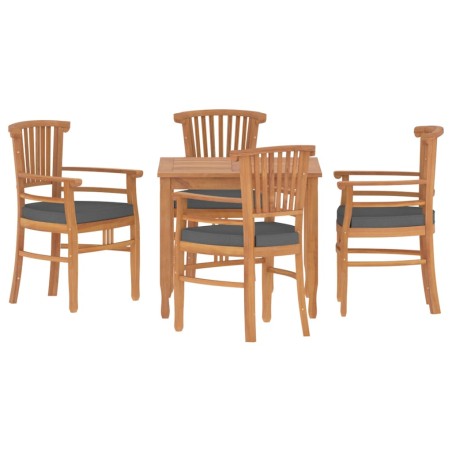 vidaXL Juego de comedor para jardín 5 piezas madera maciza de teca