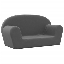 vidaXL Sofá para niños de 2 plazas felpa suave gris antracita