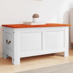 vidaXL Baúl de almacenaje con tapa madera de acacia marrón y blanco