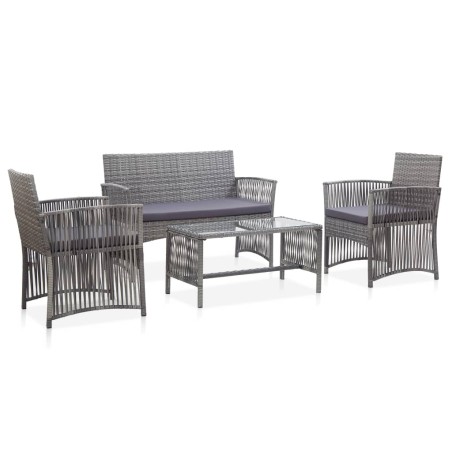 vidaXL Muebles jardín 4 pzas y cojines ratán sintético gris antracita