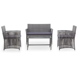 vidaXL Muebles jardín 4 pzas y cojines ratán sintético gris antracita