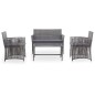 vidaXL Muebles jardín 4 pzas y cojines ratán sintético gris antracita