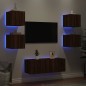 vidaXL Muebles TV pared con LED 6 pzas madera ingeniería marrón roble vidaXL Muebles TV pared con LED 6 pzas madera ingeniería marrón roble