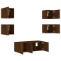 vidaXL Muebles TV pared con LED 6 pzas madera ingeniería marrón roble vidaXL Muebles TV pared con LED 6 pzas madera ingeniería marrón roble