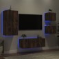 vidaXL Muebles TV pared con LED 5 pzas madera ingeniería roble ahumado vidaXL Muebles TV pared con LED 5 pzas madera ingeniería roble ahumado