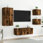 vidaXL Muebles TV pared con LED 5 pzas madera ingeniería roble ahumado vidaXL Muebles TV pared con LED 5 pzas madera ingeniería roble ahumado