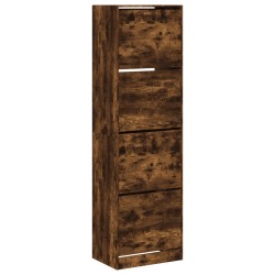 vidaXL Mueble zapatero 4 cajones abatibles roble ahumado 60x42x204 cm