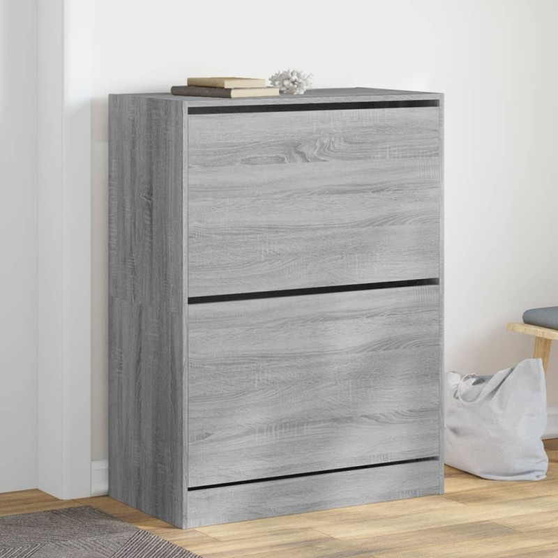 vidaXL Mueble zapatero 2 cajones abatibles gris Sonoma 80x42x108 cm