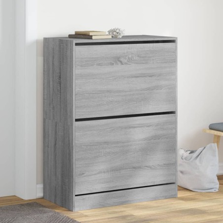 vidaXL Mueble zapatero 2 cajones abatibles gris Sonoma 80x42x108 cm
