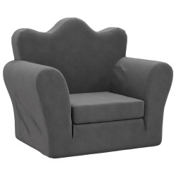 vidaXL Sofá cama infantil felpa suave gris antracita