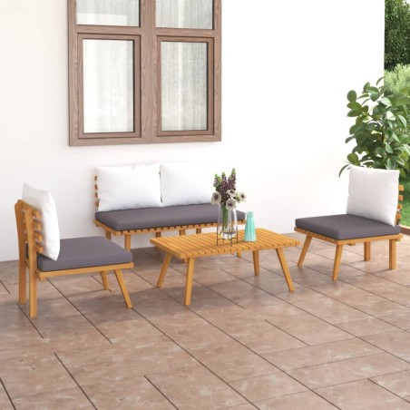 vidaXL Set de muebles de jardín 4 piezas con cojines madera de acacia 
