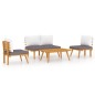 vidaXL Set de muebles de jardín 4 piezas con cojines madera de acacia vidaXL Set de muebles de jardín 4 piezas con cojines madera de acacia