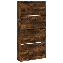 vidaXL Mueble zapatero 4 cajones abatibles roble ahumado 80x21x163,5cm