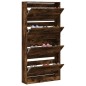 vidaXL Mueble zapatero 4 cajones abatibles roble ahumado 80x21x163,5cm vidaXL Mueble zapatero 4 cajones abatibles roble ahumado 80x21x163,5cm