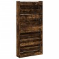 vidaXL Mueble zapatero 4 cajones abatibles roble ahumado 80x21x163,5cm vidaXL Mueble zapatero 4 cajones abatibles roble ahumado 80x21x163,5cm