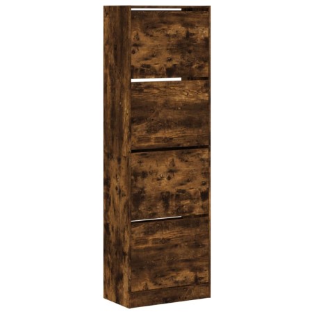 vidaXL Mueble zapatero 4 cajones abatibles roble ahumado 60x34x187,5cm