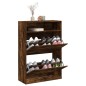 vidaXL Mueble zapatero 2 cajones abatibles roble ahumado 80x34x116 cm vidaXL Mueble zapatero 2 cajones abatibles roble ahumado 80x34x116 cm