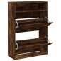 vidaXL Mueble zapatero 2 cajones abatibles roble ahumado 80x34x116 cm vidaXL Mueble zapatero 2 cajones abatibles roble ahumado 80x34x116 cm