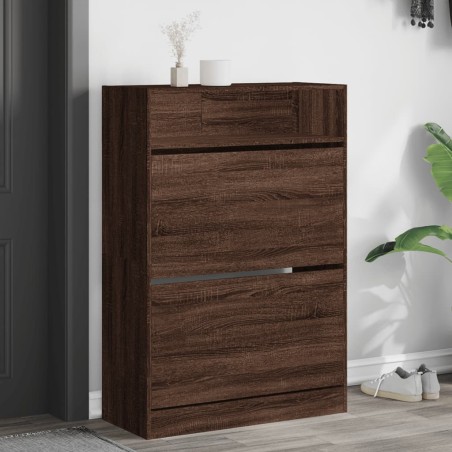 vidaXL Mueble zapatero 2 cajones abatibles marrón roble 80x34x116 cm