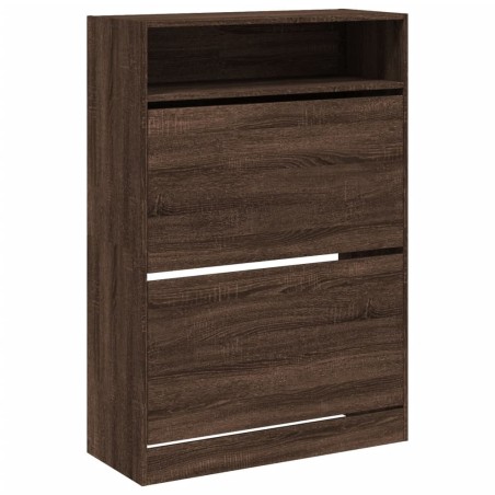 vidaXL Mueble zapatero 2 cajones abatibles marrón roble 80x34x116 cm