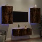 vidaXL Muebles TV pared con LED 4 pzas madera ingeniería roble ahumado vidaXL Muebles TV pared con LED 4 pzas madera ingeniería roble ahumado