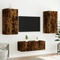 vidaXL Muebles TV pared con LED 4 pzas madera ingeniería roble ahumado vidaXL Muebles TV pared con LED 4 pzas madera ingeniería roble ahumado