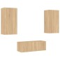 vidaXL Muebles TV pared con LED 4 pzas madera ingeniería roble Sonoma vidaXL Muebles TV pared con LED 4 pzas madera ingeniería roble Sonoma