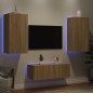 vidaXL Muebles TV pared con LED 4 pzas madera ingeniería roble Sonoma vidaXL Muebles TV pared con LED 4 pzas madera ingeniería roble Sonoma