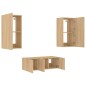 vidaXL Muebles TV pared con LED 4 pzas madera ingeniería roble Sonoma vidaXL Muebles TV pared con LED 4 pzas madera ingeniería roble Sonoma