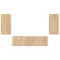 vidaXL Muebles TV pared con LED 4 pzas madera ingeniería roble Sonoma