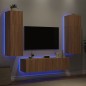 vidaXL Muebles TV pared con LED 6 pzas madera ingeniería roble Sonoma vidaXL Muebles TV pared con LED 6 pzas madera ingeniería roble Sonoma