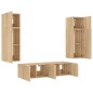 vidaXL Muebles TV pared con LED 6 pzas madera ingeniería roble Sonoma vidaXL Muebles TV pared con LED 6 pzas madera ingeniería roble Sonoma