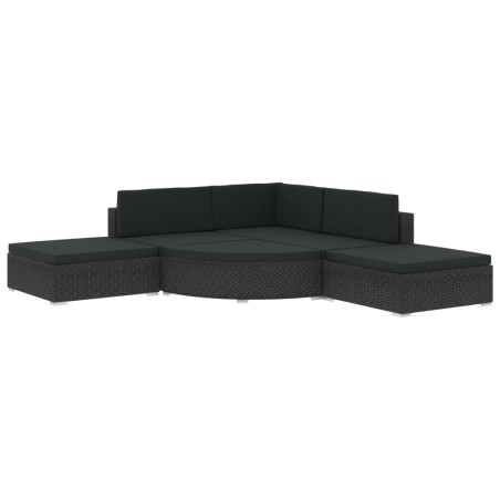 vidaXL Set muebles de jardín y cojines 6 piezas ratán sintético negro