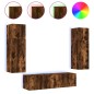 vidaXL Muebles TV pared con LED 6 pzas madera ingeniería roble ahumado