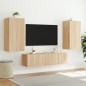 vidaXL Muebles TV pared con LED 4 pzas madera ingeniería roble Sonoma