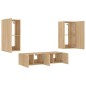 vidaXL Muebles TV pared con LED 4 pzas madera ingeniería roble Sonoma