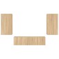 vidaXL Muebles TV pared con LED 4 pzas madera ingeniería roble Sonoma