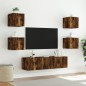 vidaXL Muebles TV pared con LED 6 pzas madera ingeniería roble ahumado