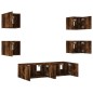 vidaXL Muebles TV pared con LED 6 pzas madera ingeniería roble ahumado