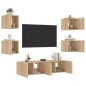 vidaXL Muebles TV pared con LED 6 pzas madera ingeniería roble Sonoma
