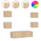 vidaXL Muebles TV pared con LED 6 pzas madera ingeniería roble Sonoma