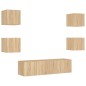 vidaXL Muebles TV pared con LED 6 pzas madera ingeniería roble Sonoma