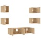 vidaXL Muebles TV pared con LED 6 pzas madera ingeniería roble Sonoma
